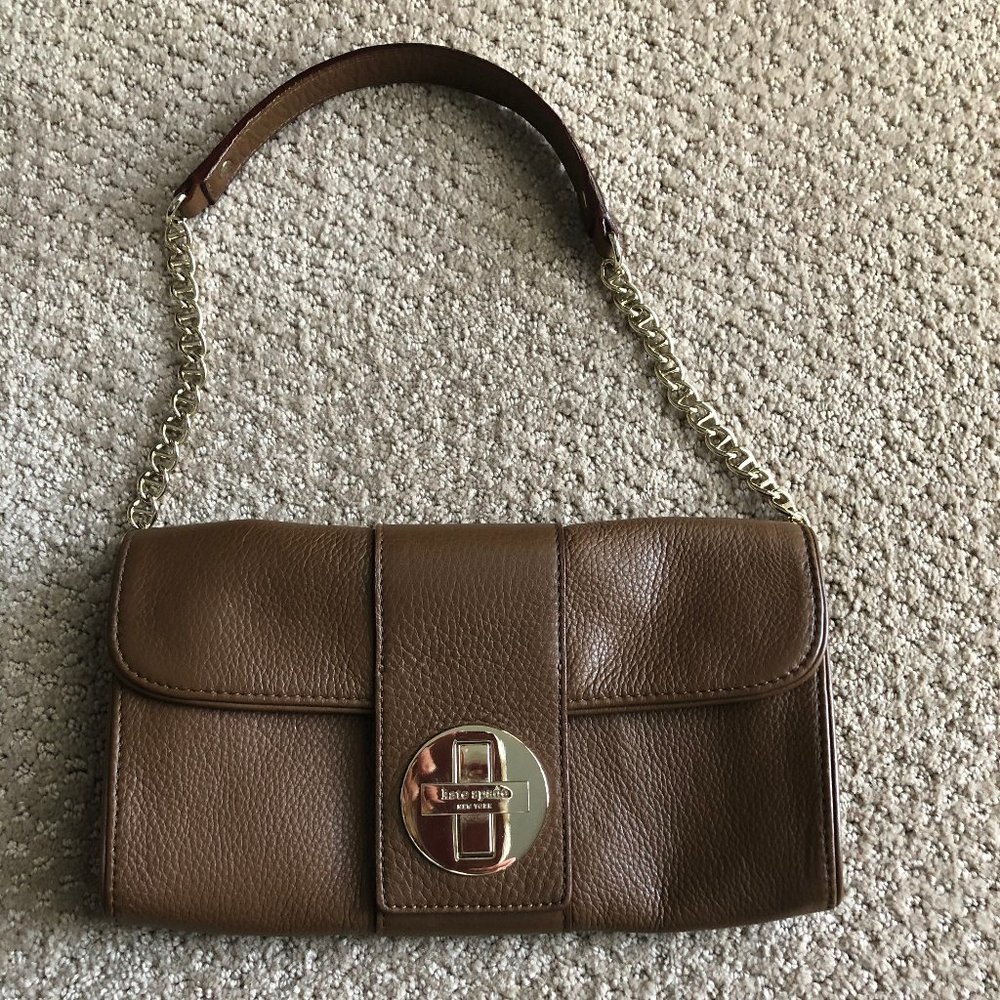 Kate Spade Brown Leather Purse w/Gold Chain Strap